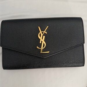 Yves Saint Laurent Black Clutch with Gold Logo
